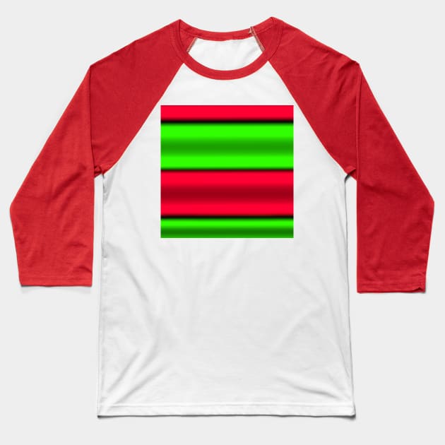 Green & Red Horizontal Stripes Baseball T-Shirt by BlakCircleGirl